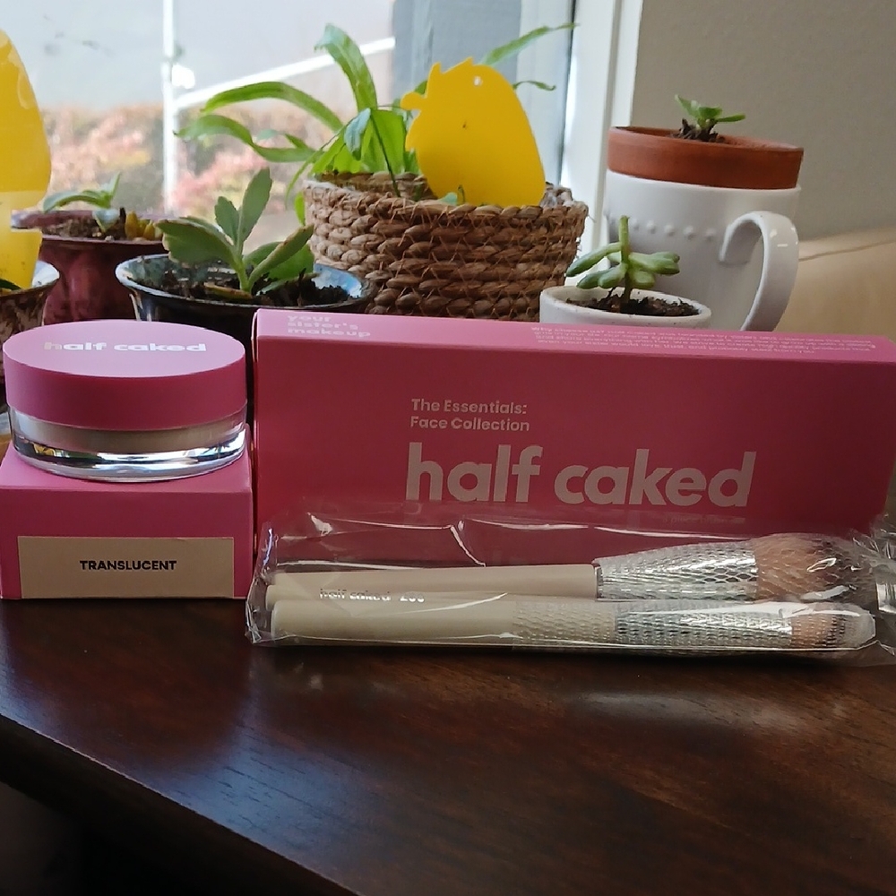 Half Caked Translucent Setting Powder & 3 Pc Face Powder Brush Set